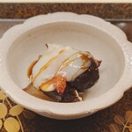 赤坂おぎ乃 - デザート1:黒イチジク(佐渡)/黒蜜/杏/寒天/和三盆