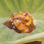 赤坂おぎ乃 - 車海老/里芋/馬糞雲丹(余市)/毛蟹(噴火湾)/ゼリーの和え物