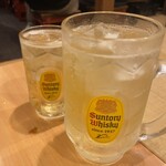 村崎焼鳥研究所 - 通常サイズのハイボールとメガハイw