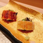 鮨 富かわ - 鰻の白焼きと蒲焼き