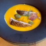 Trattoria Da KENZO - 京都の黒豆にニシンも入ったかぼちゃスープ