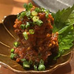 とり皮屋　勝軍 - ズリ皮チャンジャ(^з^)-☆最高のアテ！