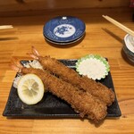 魚善 - エビフライ　尻尾まで食べました