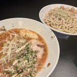 豚風。 - 限定『こんぶ。ROSE』（1,400円）＋燻製うずら（150円）＋生海苔ほぐし豚（150円）、ニンニクコール