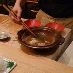 さえ喜 - うちわ海老しゃぶしゃぶ中♪