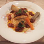 サンク・オ・ピエ - ホウボウのポワレ リゾット添え ホタルイカのラグーソース