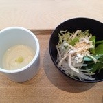 茶洒 金田中 - 2014年4月サラダ（皐月 刻み野菜 鶏肉 レタス クレソン うるい
      長葱 胡麻 ）・ゆば