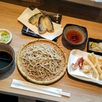 江戸そば マルノ - サンマ天セット+真イカ天