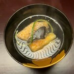 徳ㇵ本也 - 鯛の米粉揚げと焼き茄子のお椀