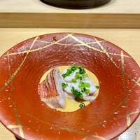 鮨 権左衛門 - 金目鯛　鱈の白子　あん肝ポン酢