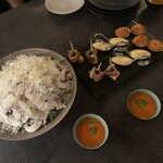 267070721 - ハモンセラーノとマッシュルームのサラダ、3種のピンチョス、ガスパチョ