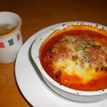 Tentou mushi - 煮込みハンバーグ　トマトソース＆セットに付くスープ