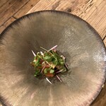 オステリア セルヴァジーナ - 富士サーモンとマス茸の発酵リコッタ漬け