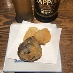 蕎麦小路 さわらび - キクラゲ、柿の天ぷら