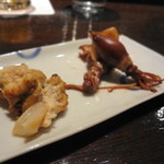 ほたるいかの燻製　ミル貝の肝