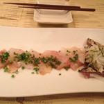 らんぷ亭 - イサキのカルパッチョ  少しあったから、とカツオのカルパッチョも添えてくれてました^ ^