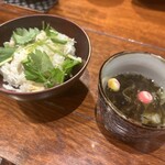 和創作 太 - 白魚と三葉のごはんと、お吸い物。
