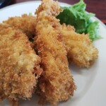 サンレパス ルート8 - おまかせ定食のフライ、ヒレカツイカフライ、エビフライ