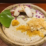 馳走 啐啄一十  - 【写真⑯】白甘鯛(愛媛県八幡浜市)、生唐墨と削り唐墨、雲丹醤油