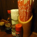 ゆうなんぎい - 島唐辛子の泡盛漬けは、どのお店にもテーブルに常備