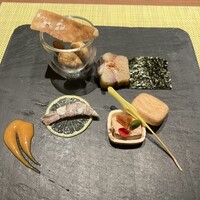 福島 もう利 - 落花生　きずし　フォアグラ最中　しゃこ