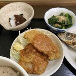 ささら - イカぬた 二色フライ 小松菜おひたし