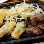 レストランさとう - 今月の限定ランチメニュー
　　　（サイコロステーキと若どりの梅肉包み揚げ）　2