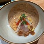 玉之湯 - カマスの菊花〆