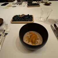 レストラン ヴァリエ - 栗　ヴルーテ　みかんジュレ　完熟柿アイスクリーム