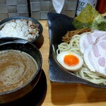 つけ麺 夢人 - 濃厚魚介焦がしつけ麺+大盛+〆ご飯