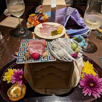 さ行 - お造りが現れます！からすみ塩、ポン酢、わさび醤油で！