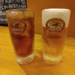 Aburiya Fudo - 生ビールと黒烏龍茶