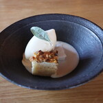 さじこよみ - 里芋のプリン  地豆のスープ  フィナンシェ  自家製豆乳ジェラート