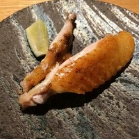 焼鳥 市松 - 野菜と鶏のコース6500円⑤手羽先
