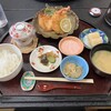 久遠食堂 - お出汁をきかせて柔らかく煮込んだ大根をさらに素揚げした小鉢や茶わん蒸しもついて、柴漬け入り？のタルタルソースでいただく大ぶりの海老フライ