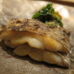 虎白 - 太刀魚の焼物 菜の花と芹の辛子胡麻和え