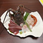 望洋館 - 旬の伊勢海老　鰹　石鯛の刺し盛り。