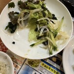 備長炭火ホルモン焼 しちりん - チョレギサラダ(食べかけ)