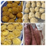 問屋スーパー サント - カレーコロッケ(男爵芋)と薩摩芋天麩羅(紅はるか)