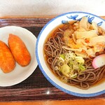 みさきチェーン - かき揚げ天そば ＋ いなり寿司