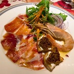 源泉掛け流しのちいさなホテル 塩原山荘 - 生ハムプレート　…飲みたいっ