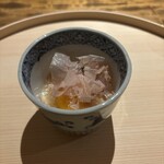 温石 - 長芋素麺 鰹節と鶉卵を乗せて