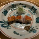 温石 - 焼津 船上神経〆 金目鯛 炭火焼 実山椒ソースと塩と共に