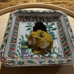 温石 - 伊勢海老 海老味噌 紫蘇の実の麹漬け 空芯菜と共に