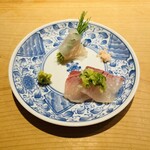 鮨 一二郎 - カンパチと平目は大阪かな〜。今年はカンパチ当たり年ですね。脂がのって美味しい！