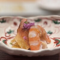 焼鳥 ひら野 - ◉巻海老、ホッキ貝、かつお、金時草