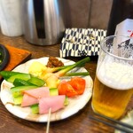ゆぐち - お通しが多っ。葉生姜辛っ。