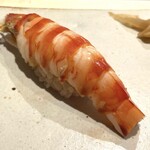 すしやのたい悟 - 車エビ。生エビより鮨はこちらが断然好み。こちらの車エビ目的で特選をまた注文した自分がいて。