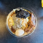 RAMEN HITONI YASASHIKU - 【ﾆﾎﾞﾀﾞｸ豚ﾗｰﾒﾝ（朝限定）tp黒ばら海苔sv味玉】