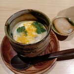 日本料理ぜん - 地鶏の茶碗蒸し　小皿はご主人作